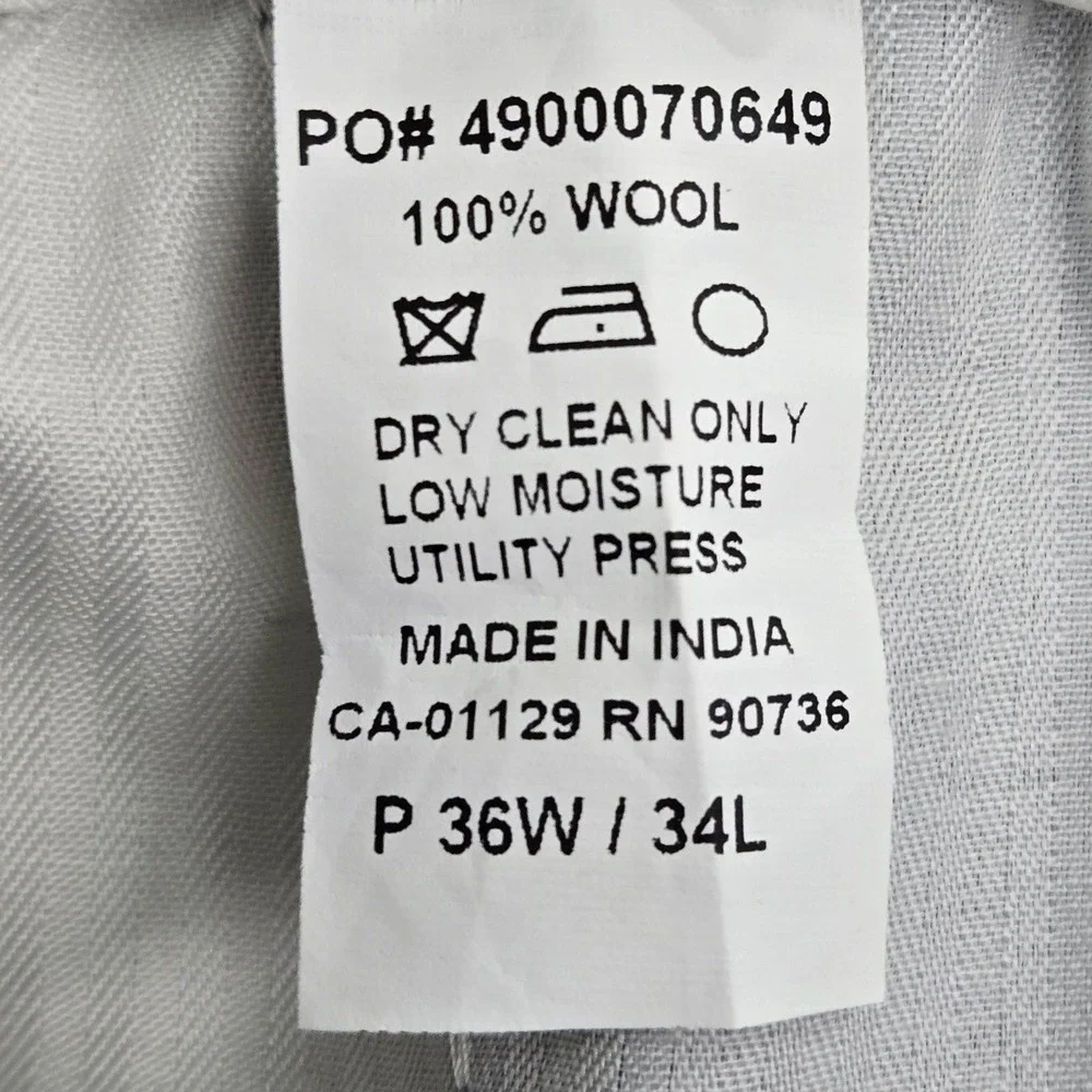 Lauren Ralph Men Pants 36W/34L Blue Wool Dress Pants‎ Total Comfort 33
